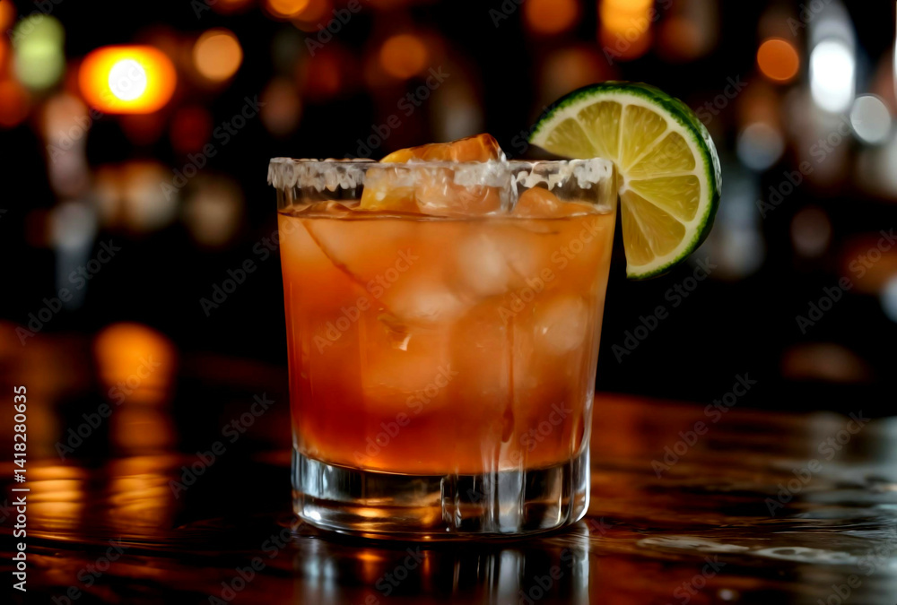 Refreshing Cocktail in a Glass with Ice and Splashes On A Dark Surface Refreshing Cocktail in a Glass with Ice and Splashes On A Dark Surface