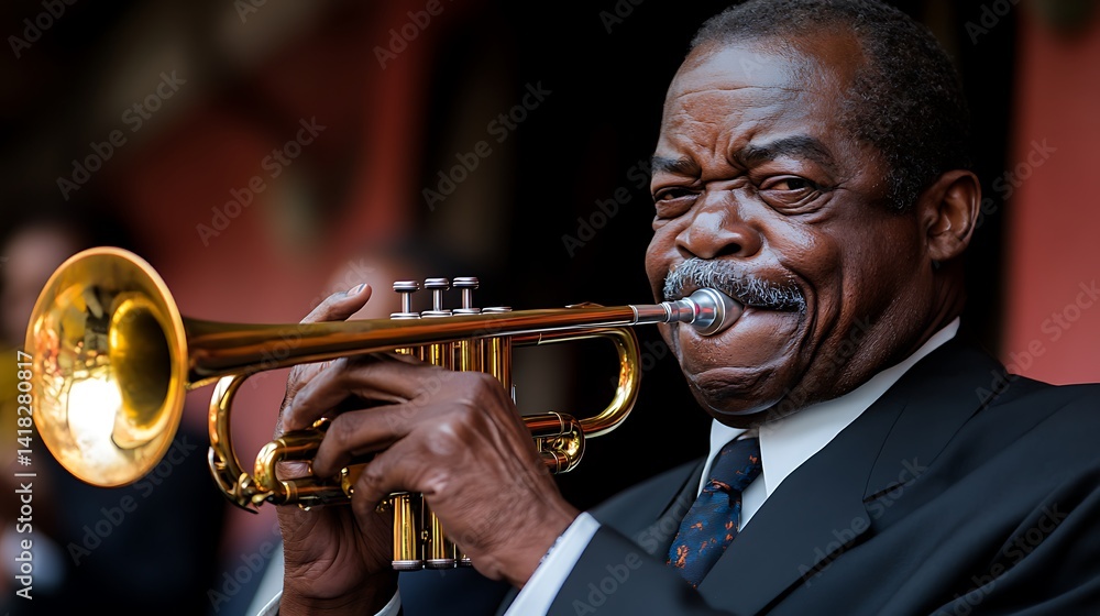 Fototapeta premium Man playing trumpet