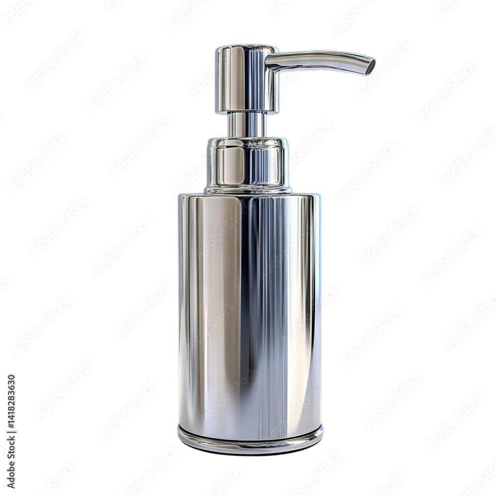 Obraz premium Chrome sink soap dispenser head. Isolated white background. Png format