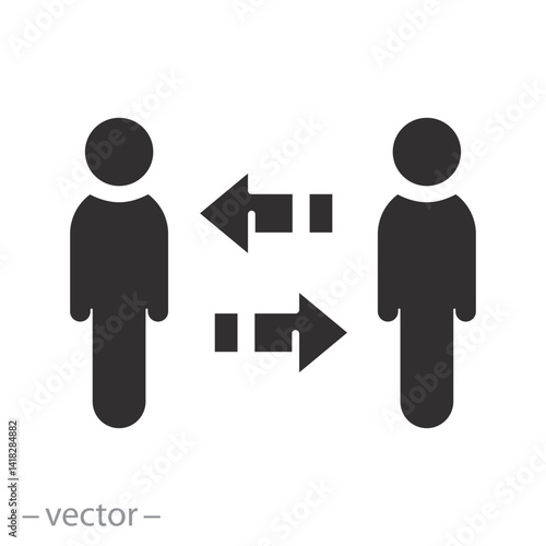 employee relationship, update staff icon, change social policy, flat vector illustration