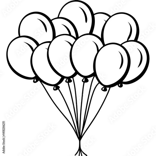 Balloons: A cheerful group of balloons, tethered together and ready to lift spirits, evokes a sense of celebration and the joyous anticipation of special occasions.