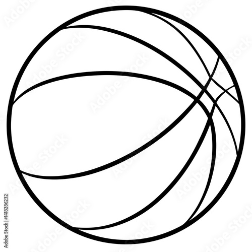 Basketball Ball: An outlined view of a basketball with distinct panels, showcasing the essential features of this sporting icon.