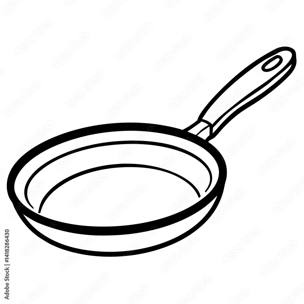 Simplicity in the Kitchen: A classic illustration of an empty frying pan. Designed with clean lines Simplicity in the Kitchen: A classic illustration of an empty frying pan. Designed with clean lines