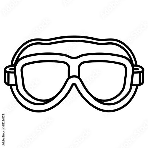 Aviator Goggles Outline: A graphic, minimalist illustration of aviator goggles. Designed for style, safety, and adventure, with a nod to the past while embodying functionality for today.