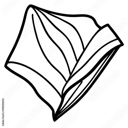 Elegant Napkin Silhouette: A simple line art depiction of a folded napkin, perfect for designs requiring a touch of refined simplicity.