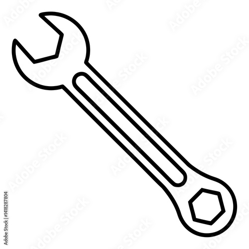 Wrench Icon: A simple line drawing of a wrench, symbolizing repair, maintenance, and tools. It can represent the DIY spirit,  mechanical work, or technical support. 