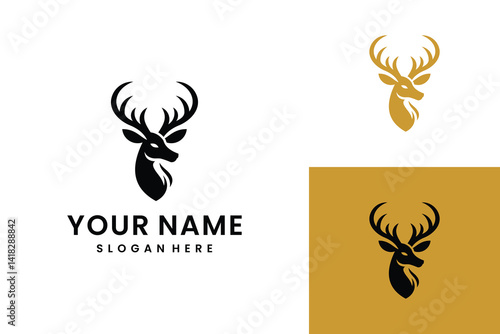 A vector of an minimal deer head with antlers logo 