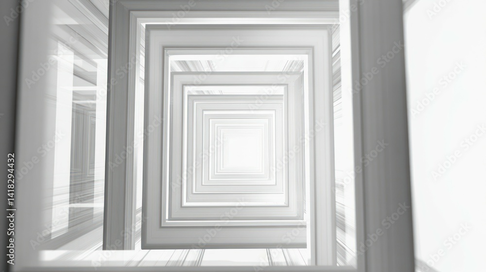 Abstract view of a white frame tunnel with an infinite vanishing point. Abstract view of a white frame tunnel with an infinite vanishing point.