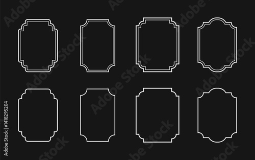 Set of decorative vintage frames. Monochrome frame set. Vector illustration.
