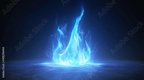 Wallpaper Mural Mystical, bright blue flame with ethereal smoke on a dark, textured surface. Torontodigital.ca