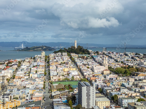 View of San Francisco cityscape above from Lombard Street - San Francisco - USA