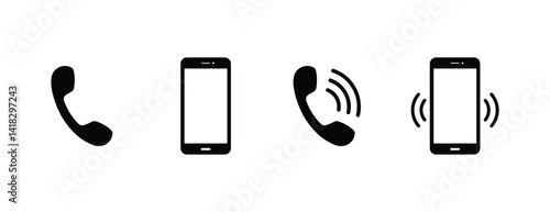 Phone icon set. Telephone call sign. Contact icon phone mobile call. Contact us. Cell phone pictogram. Vector illustration