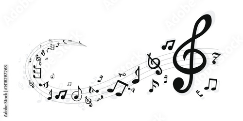 Vector illustration of sheet music - musical notes melody