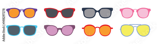 Sunglasses vector collection, modern vintage styles, fashionable eyewear, sunglasses illustration, white background, perfect for fashion designs