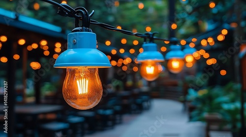 Warm-toned String Lights on Patio at Night