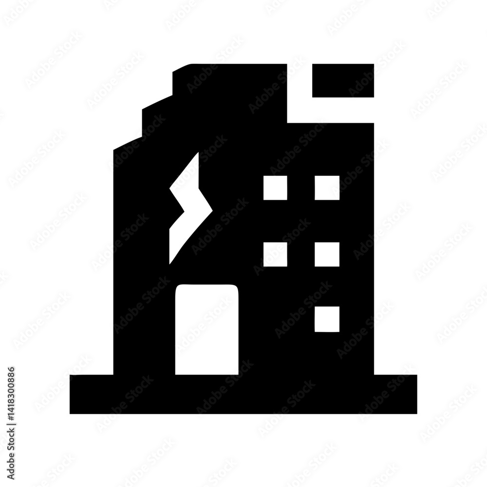Icon of a damaged building to signify destruction or disrepairIcon of a damaged building to signify destruction or disrepair Icon of a damaged building to signify destruction or disrepairIcon of a damaged building to signify destruction or disrepair