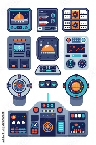 Retro Spacecraft Control Panel with Multiple Screens
