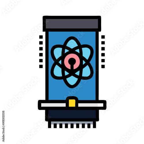 Abstract atomic experiment machine concept art, colorful design