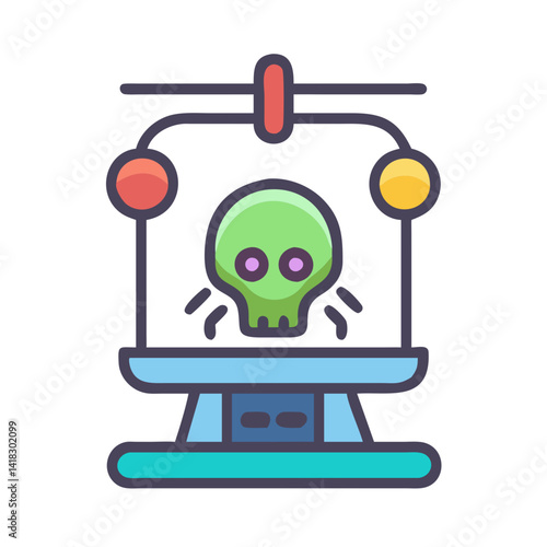 Cartoon Alien Abduction Machine with Green Skull