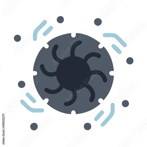 Black Hole Icon with Water Droplets and Rotation