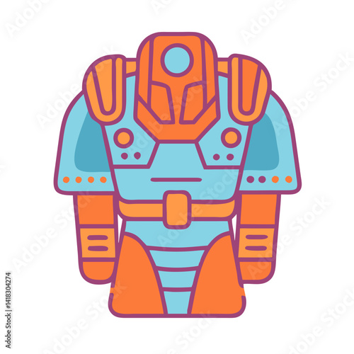 Cartoon Robot Suit: Protective Armor, Technology, Futuristic Concept