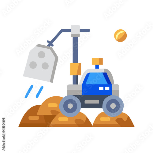 Flat design of a Mars rover collecting samples