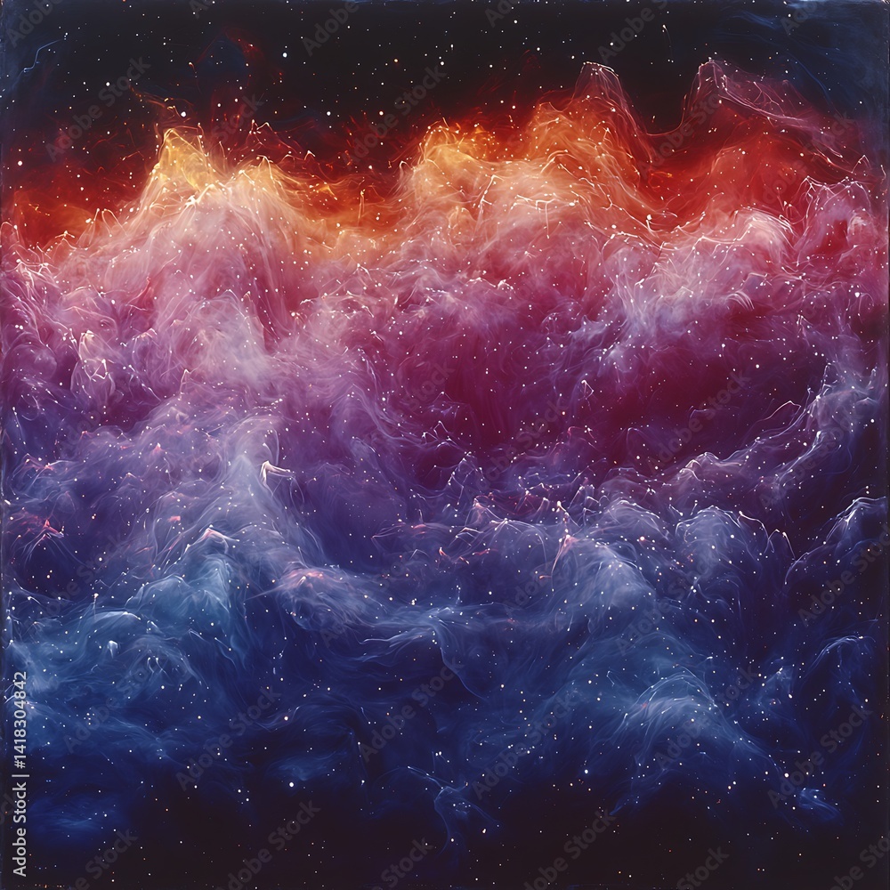 Fototapeta premium Colorful cosmic nebulae depict swirling celestial structures.