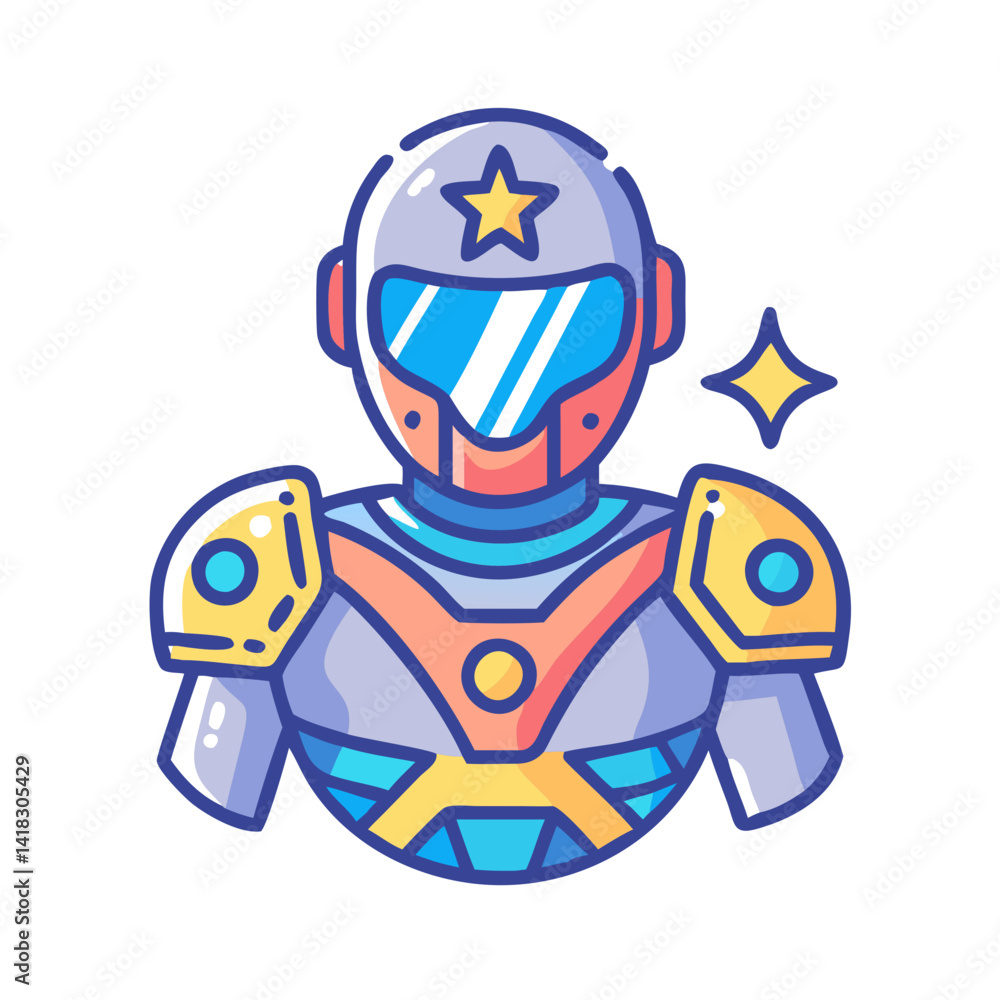 Fototapeta premium Stylish futuristic astronaut in a colorful spacesuit illustration