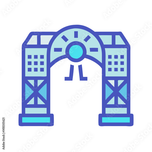 Decorative arched gate entrance icon on black background