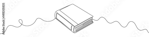 Obraz na płótnie Book icon drawn with one line. Black outline of a closed book made with a single continuous line. w salonie