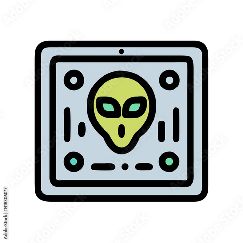 Alien Portrait in Square Frame, Space Symbol