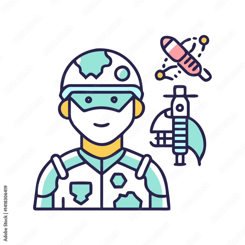 Futuristic Soldier with Sci-fi Weaponry Concept Illustration Futuristic Soldier with Sci-fi Weaponry Concept Illustration