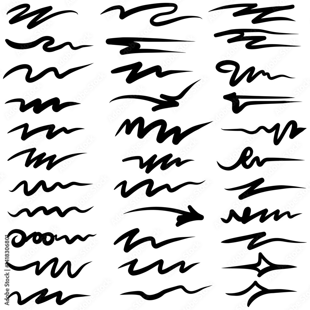 Underline icons. Black underline icons isolated on white background. Underline icons. Black underline icons isolated on white background.