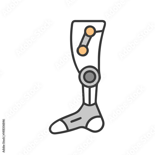 Vector illustration of a prosthetic leg on black