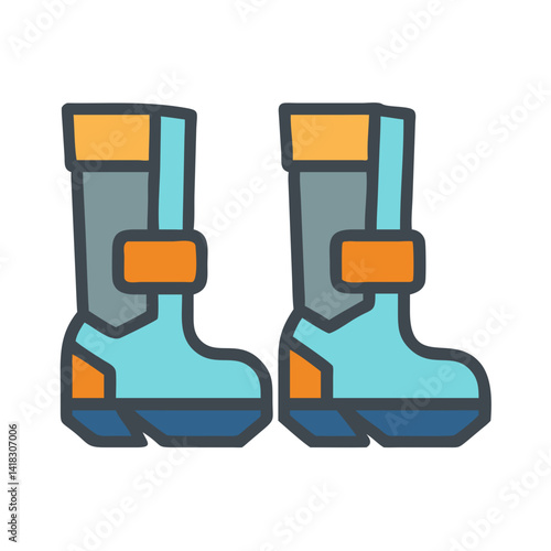 Cartoon hiking boots, winter footwear for outdoor activities