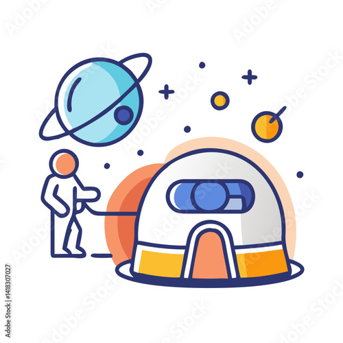 Astronaut cartoon on a planet illustration design vector