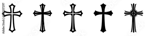 Cross icons. Black cross icons isolated on white background.