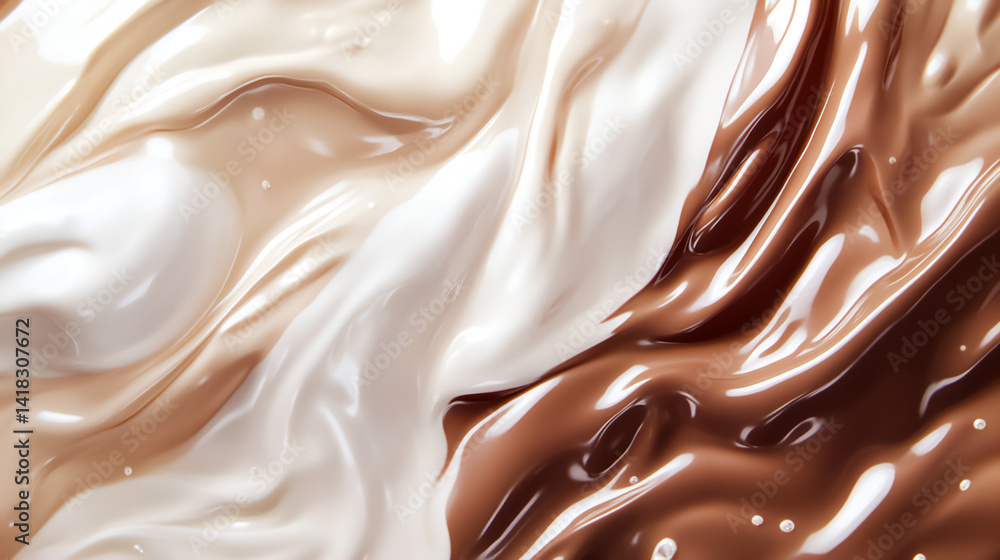 Swirling textures of creamy chocolate, vanilla, and caramel merging in a delightful blend of sweet indulgence Swirling textures of creamy chocolate, vanilla, and caramel merging in a delightful blend of sweet indulgence