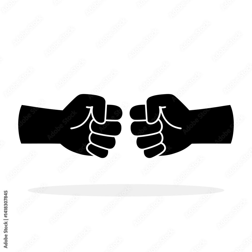Fist bump icon. Black fist bump icons isolated on white background.