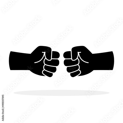 Obraz na płótnie Fist bump icon. Black fist bump icons isolated on white background. w salonie