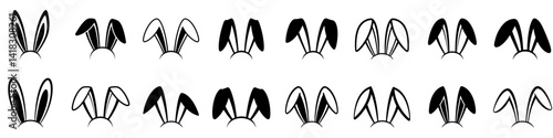 Obraz na płótnie Bunny ears icon. Black bunny ears icons in flat design w salonie