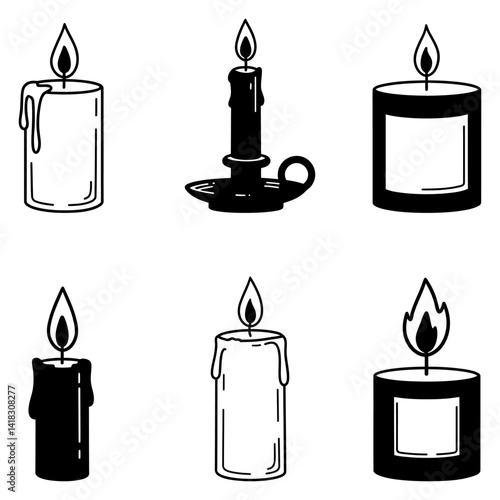 Obraz na płótnie Candle icon. Black candle icons in flat design. w salonie