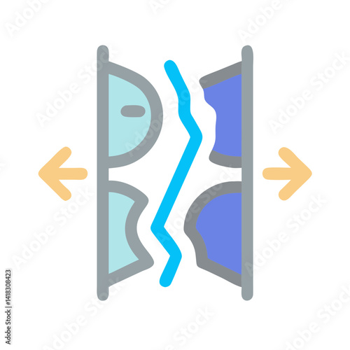 Tectonic Plates Divergent Boundary, Earthquakes, Geologic Fault Illustration