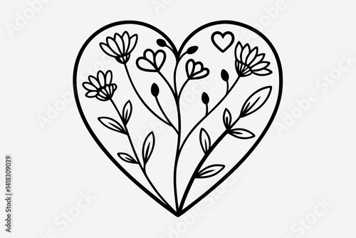 floral heart with floral ornament