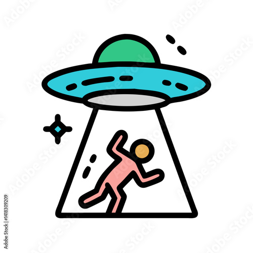 Alien Abduction UFO with Flying Saucer Vector Design