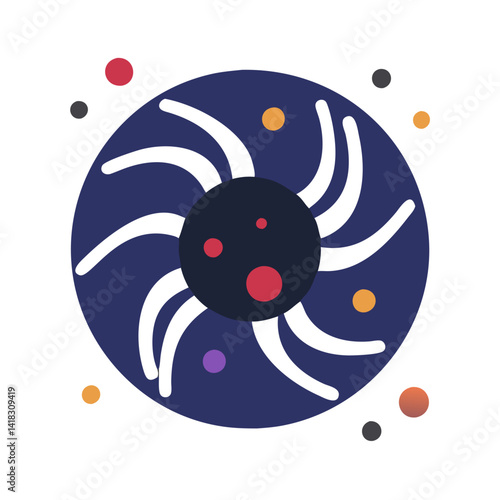 Abstract black hole illustration, cosmic event on black background