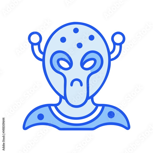 Blue Alien Head Vector Icon with Black Background