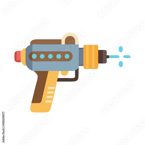 Retro Futuristic Toy Ray Gun Shooting Water Illustration