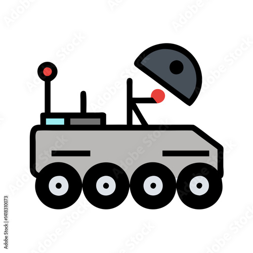 Stylized Mars rover concept exploring Martian landscape