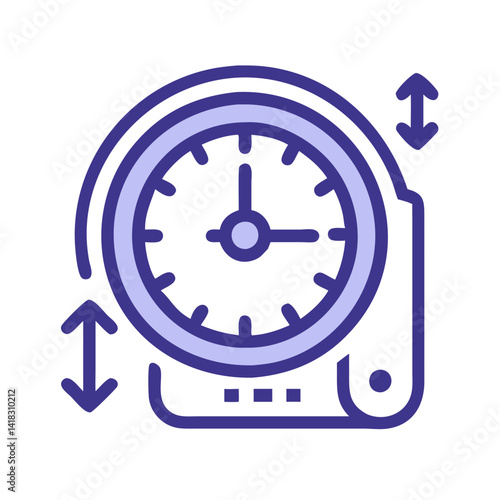 Clock with Up and Down Arrows on Black Background